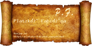 Platzkó Fabiána névjegykártya